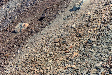 Close-up of a slag heap of iron ore quarry