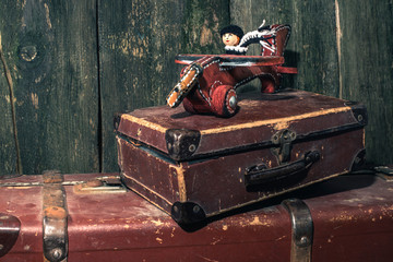 Fototapeta premium Vintage children's toy wooden airplane.