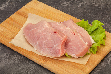 Raw pork steak for cooking
