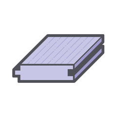 Solid wood flooring vector icon. That is floor finishing material made of planks milled from a single piece of timber. Include tongue and groove for joining with other. For home interior decoration.