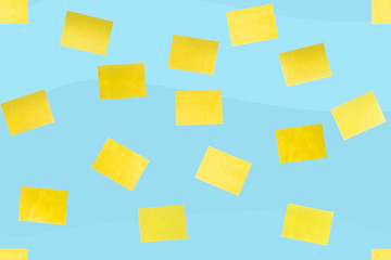 Seamless blue color pattern with yellow blank sticky notes
