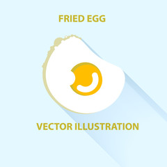 Fried egg vector flat illustration on blue background.