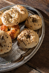 Bagels on a vintage table