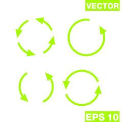 Set of green circle vector arrows. Vector Icons