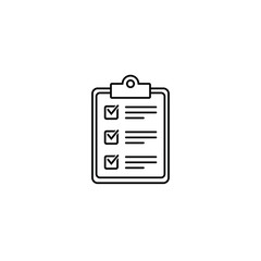 Clipboard with checklist icon, symbol for web site and app design. Vector illstration.