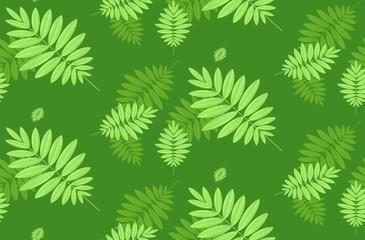 Naklejka na ściany i meble green leaves background tropical seamless pattern horizontal vector illustration