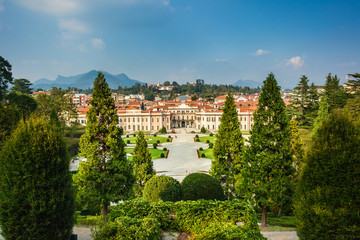 The Palazzo Estense in Varese, italy. Panoramic view form a hill - 345258557