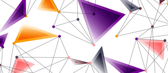 Line points connections, triangular technology design. Abstract geometric background