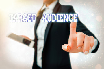 Writing note showing Target Audience. Business concept for category of showing you want to address your words to