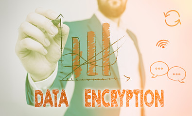 Word writing text Data Encryption. Business photo showcasing Symmetrickey algorithm for the...