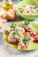 Sandwiches or baguette with paste
