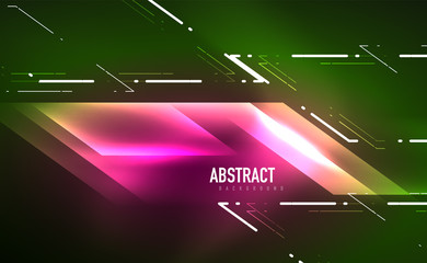 Dynamic neon shiny abstract background. Trendy abstract layout template for business or technology presentation, internet poster or web brochure cover, wallpaper