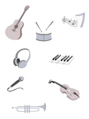 Vector icon set with different musical instruments
