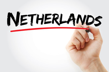 Netherlands text with marker, concept background