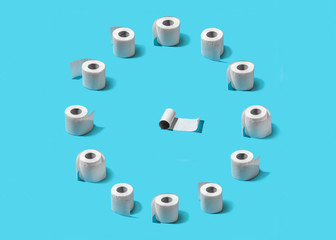 Toilet paper arranged in a circle