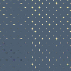 Gold sparkle stars on the gray background seamless pattern vector background