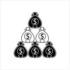 Dollar Bag Icon, Money Bag Icon, Bag Filled With Dollar Bill
