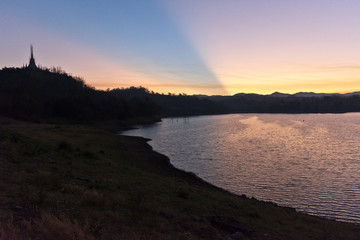 Sunrise over a Reservoir at Mae Sot, Thailand, Asia