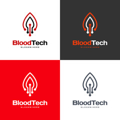 Pixel Blood logo symbol, Blood Healthcare logo designs template, Blood Technology logo designs concept vector