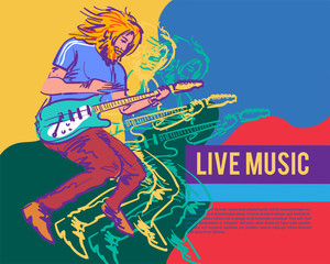 Fototapeta na wymiar Music Festival Colorfull pop, rock, folk, jazz, swing, blues musicians flat vector illustration