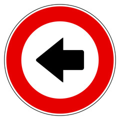 Pfeil nach links und Verbotsschild