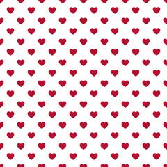 Seamless pattern of red hearts. Love concept. Design for packaging and backgrounds.