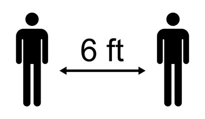 Social distancing icon vector isolated on white background. Covid-19 alert with man sign, vector illustration