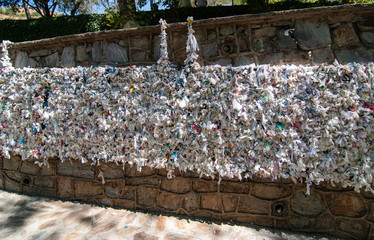 Wall of desires near the house of the Virgin Mary. Ephesus. Turkey