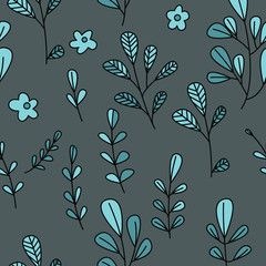 Texture with flowers and plants. Floral ornament. Original flowers pattern.