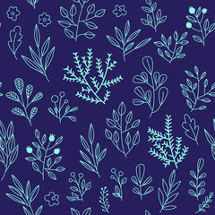 Texture with flowers and plants. Floral ornament. Original flowers pattern.