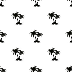 seamless pattern with palm trees black isolated on white