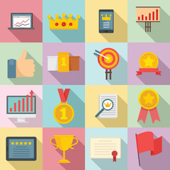 Excellence icons set. Flat set of excellence vector icons for web design