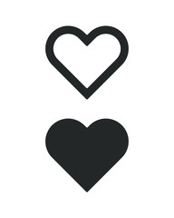 Heart shape vector icon. Love symbol. Like sign. Romantic valentine logo. Health or medical cardio label. Marriage and wedding tag. Isolated on white background.