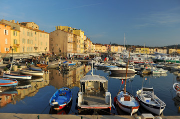 Sant-Tropes - view form the sea from sail boat board