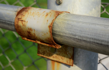 Iron rusted fence, rusted old iron bridge