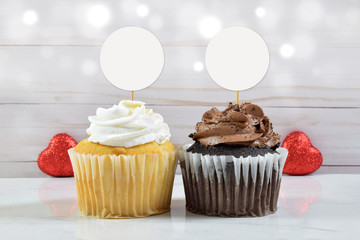 Valentine Inspired Cupcake Topper Mockup with Hearts