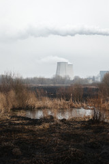 Cooling towers of the industrial plant