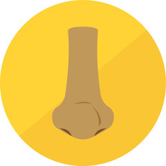 Human nose vector icon on yellow background
