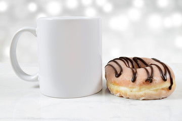11 ounce Coffee Mug Mockup with Glazed Donut