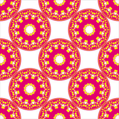 Vector ornamental seamless pattern with circle. Background and wallpaper in retro style. Vector illustration can be used for backgrounds, motifs, textile, wallpapers, fabrics, gift wrapping, templates