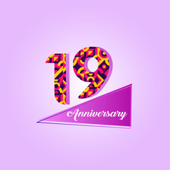 19years anniversary celebration logo vector template design
