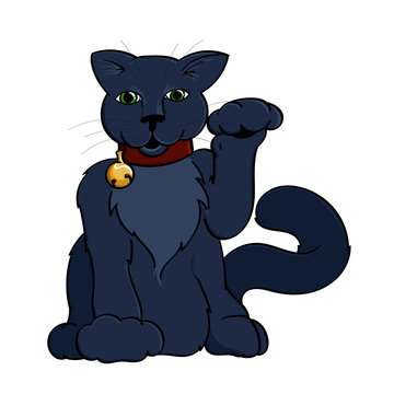 Russian Blue Cartoon Cat