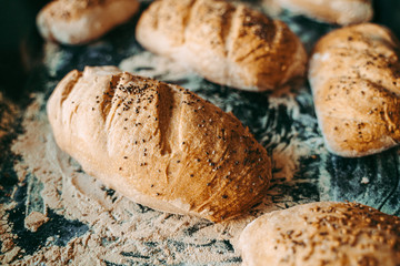 Freshly baked bread at the bakery the bakery