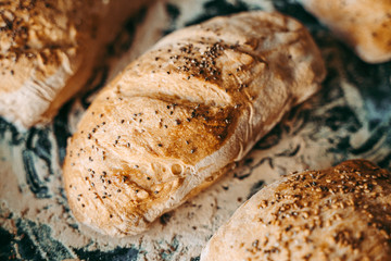 Freshly baked bread at the bakery the bakery