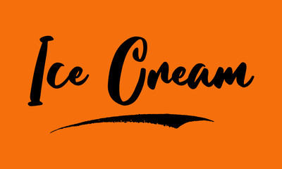 Ice Cream Calligraphy Black Color Text On Yellow Background
