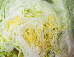 cut in half iceberg lettuce head before cooking vegetarian salad