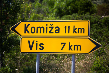 Traffic sign on Vis island, Croatia