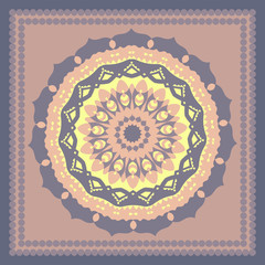 Decorative design with abstract elements for decoration and your design. Ornament, symmetry texture. Print for shawl and carpet, tile. Vector illustration.