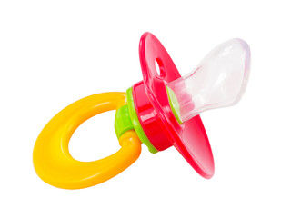 Colorful baby pacifier isolated on white