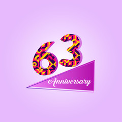Obraz na płótnie Canvas 63 years anniversary celebration logo vector template design